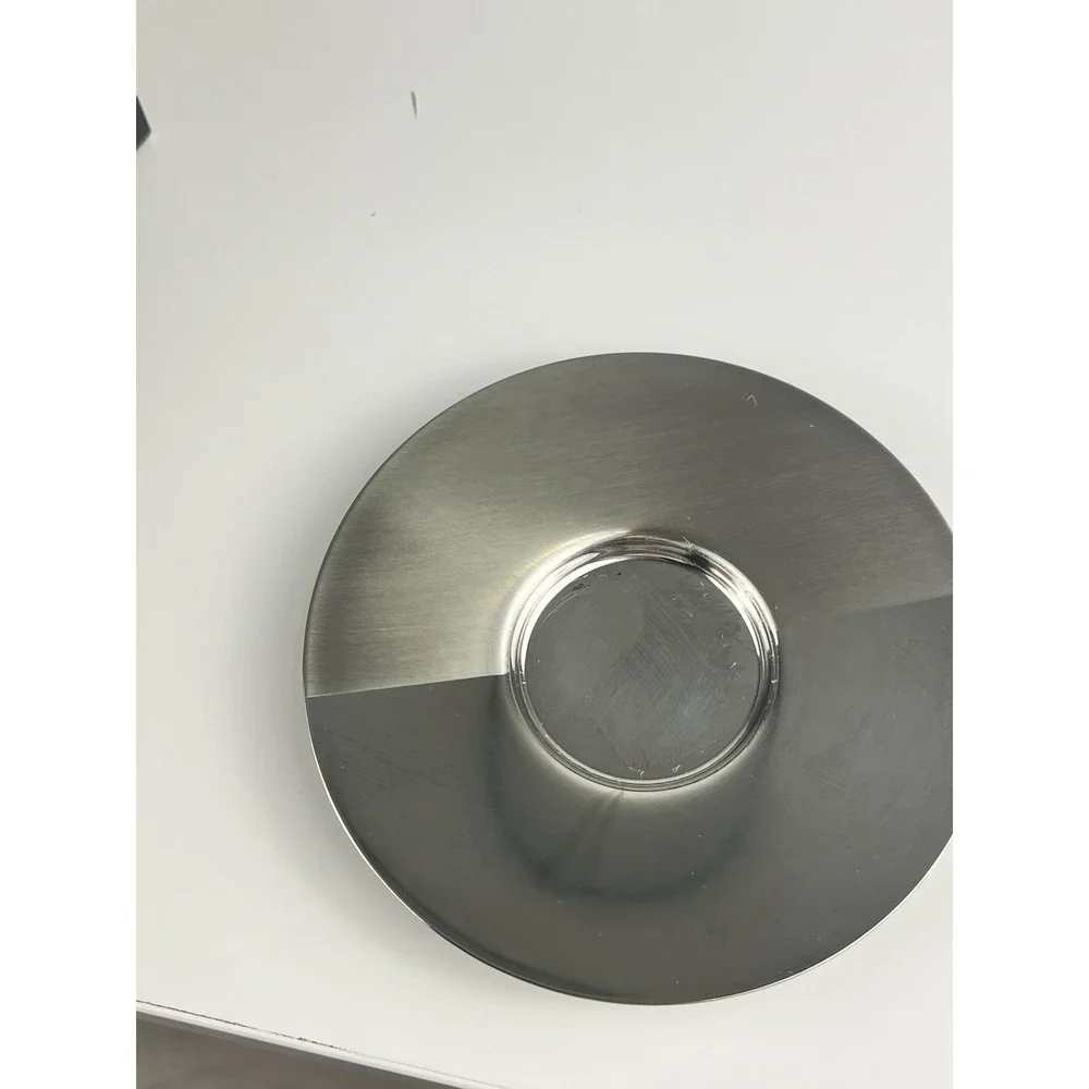 Nespresso VIEW Glass Espresso Cups Stainless Steel Saucers Set of 2 New w/ Flaw